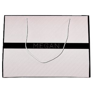 Your Name   Thin White & Rose Ombre Stripes #2 Large Gift Bag
