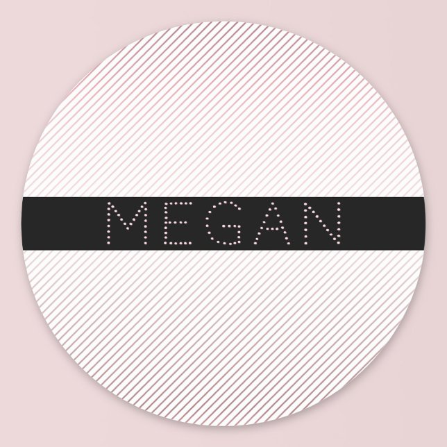 Your Name | Thin White & Sublte Rose Ombre Stripes Classic Round Sticker (Creator Uploaded)