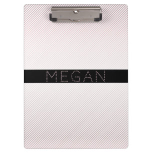Your Name Thin White & Sublte Rose Ombre Stripes Clipboard
