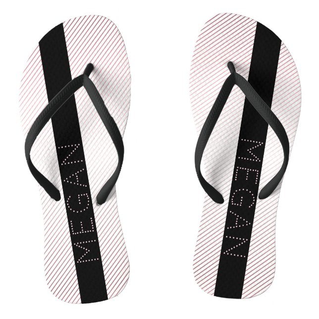 Your Name | Thin White & Sublte Rose Ombre Stripes Jandals (Footbed)