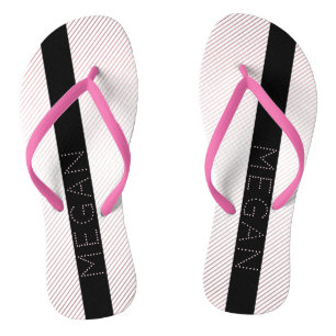 Your Name   Thin White & Sublte Rose Ombre Stripes Jandals