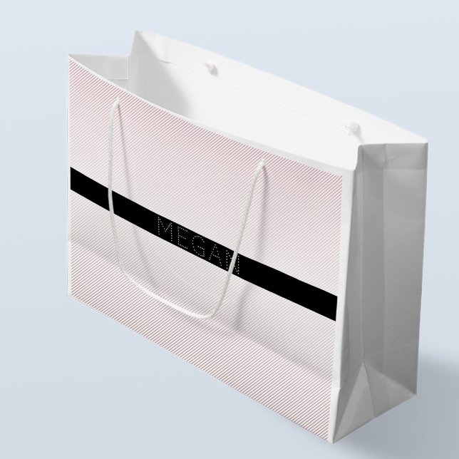 Your Name | Thin White & Sublte Rose Ombre Stripes Large Gift Bag (Creator Uploaded)