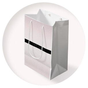 Your Name   Thin White & Sublte Rose Ombre Stripes Medium Gift Bag