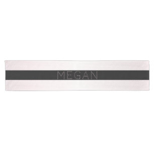 Your Name   Thin White & Sublte Rose Ombre Stripes Short Table Runner
