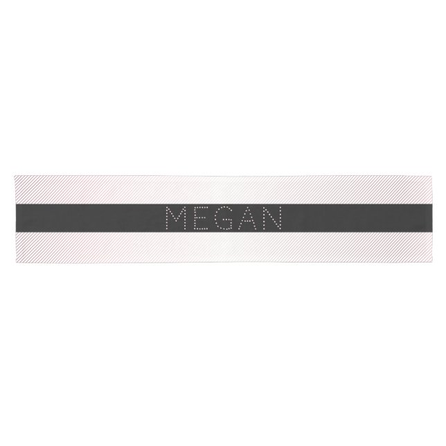 Your Name | Thin White & Sublte Rose Ombre Stripes Short Table Runner (Horizontal)