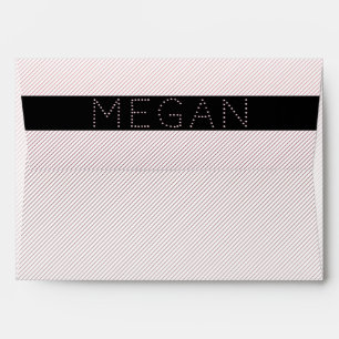 Your Name Thin White & Subtle Rose Ombre Stripes Envelope