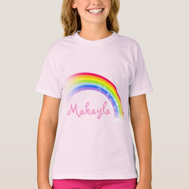 "Your name" (up to 7 letters) rainbow pink top (Front)