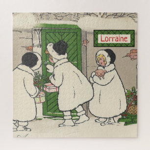 Your Name Vintage French Gift Girls Christmas Jigsaw Puzzle