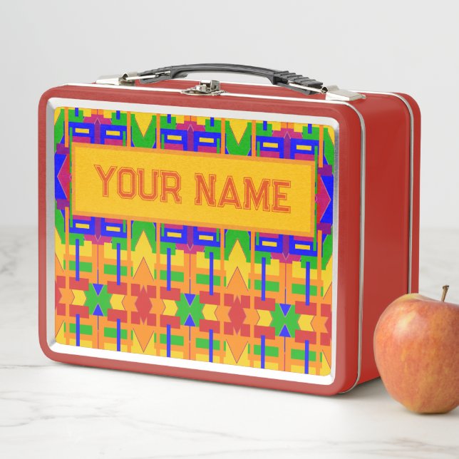 Your Name Vintage Inspired Graphic Art Metal Lunch Box (In Situ)
