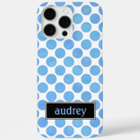 Your Name Watercolor Blue Polka Dot Pattern