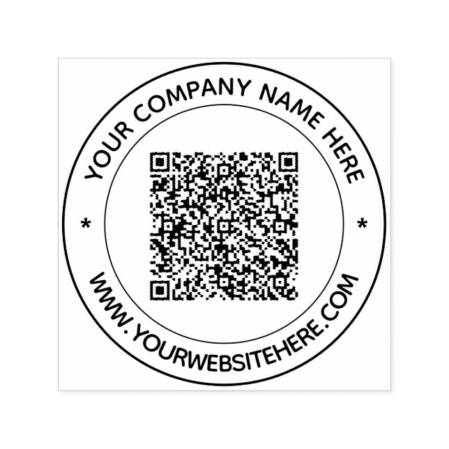 Your Name Website and QR Code Round Stamp Template (Design)