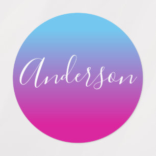 Your Name   White Script on Blue/Pink Gradient