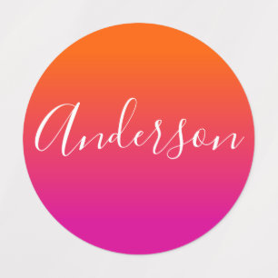 Your Name White Script on Orange/Pink Gradient