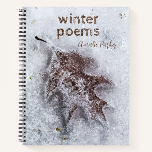 Your Name Winter Oak Leaf in Ice Notebook