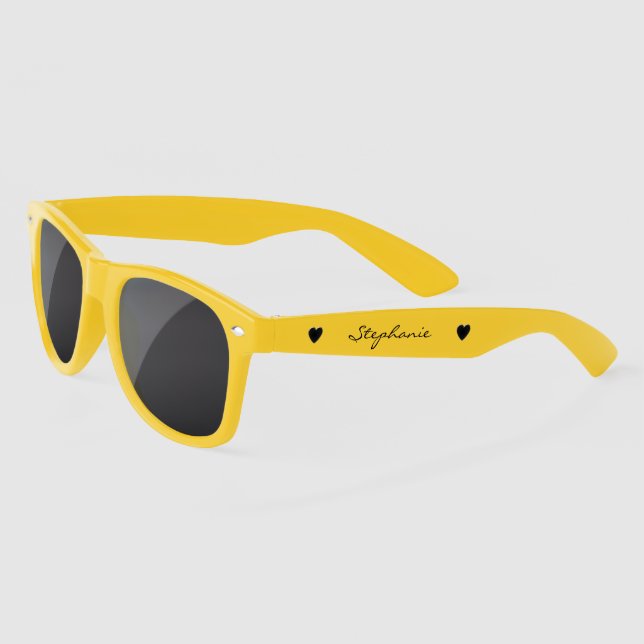 Your name with two Heart Shapes Sunglasses (Left)