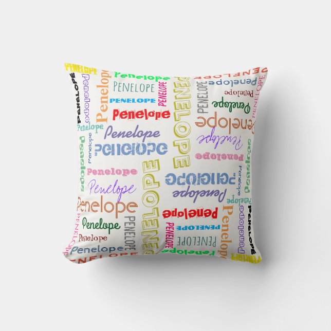 Your Name Word Cloud Fun Fonts Typography Cushion (Front)