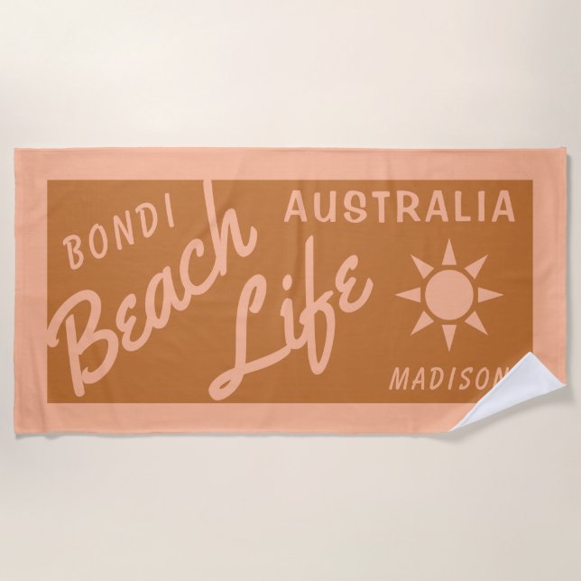 YOUR name, YOUR beach custom beach towel (Front)