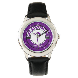 Your Name Zebra Print Gymnastics in Purple Watch