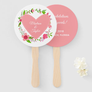 Your Names in a Heart custom text hand fans
