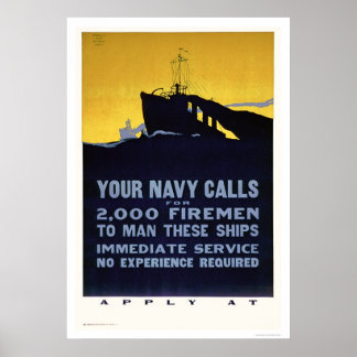 Your Navy Calls - Firemen Needed (US02298) Poster