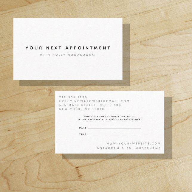 Your Next Appointment | New Classic | Minimalist Business Card ("Everyday is abundantly beautiful." 
Sincerely Best Wishes from Lucky Design World)