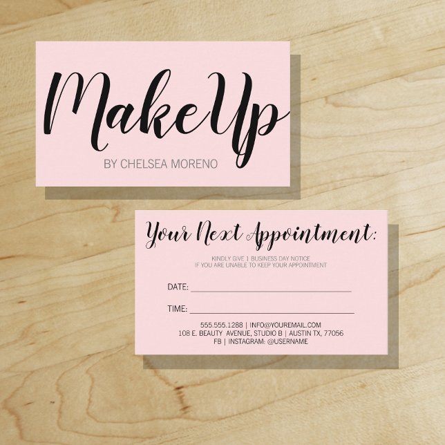 Your Next Appointment Reminder Minimalist | Pink Card ("Everyday is abundantly beautiful." 
Sincerely Best Wishes from Lucky Design World)