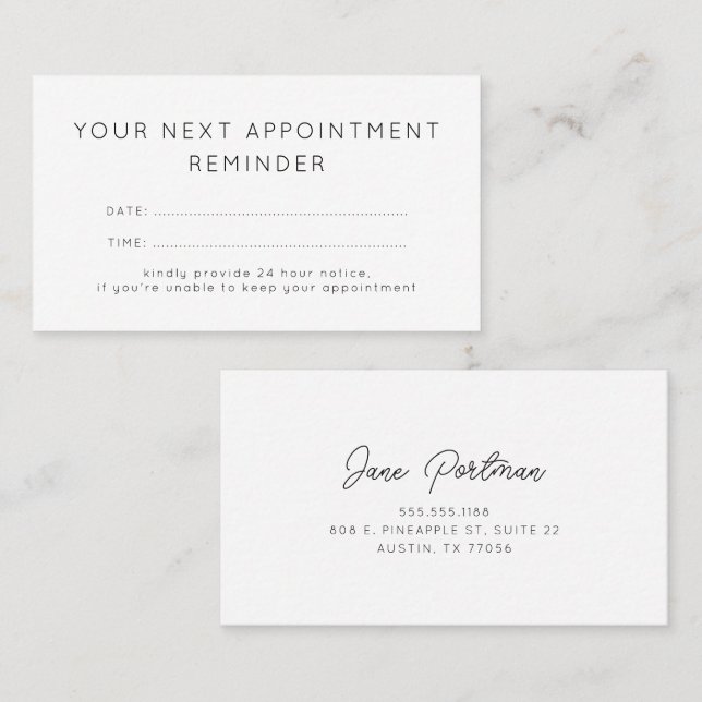 Your Next Appointment Reminder | Modern Cards (Front/Back)