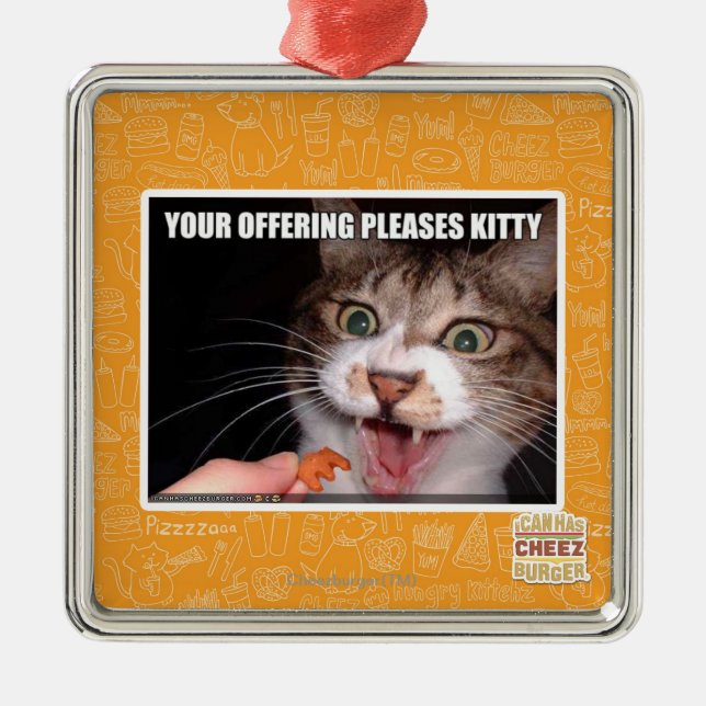 Your Offering Pleases Kitty Metal Tree Decoration (Front)