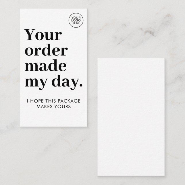 Your Order Made My Day | Cute Business Thank You Business Card (Front/Back)