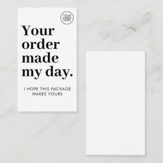 Your Order Made My Day | Cute Business Thank You Card