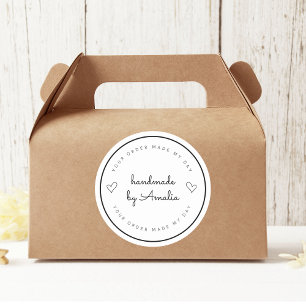 "Your Order Makes My Day Handmade with Your Name Classic Round Sticker