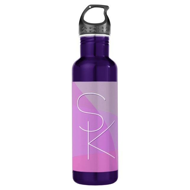 Your Overlapping Initials | Modern Pink Geometric 710 Ml Water Bottle (Front)
