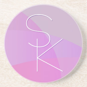 Your Overlapping Initials Modern Pink Geometric Coaster