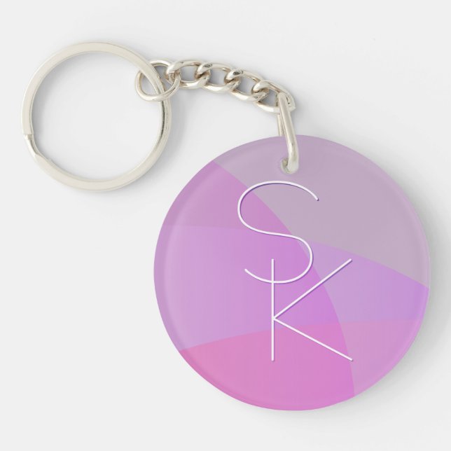 Your Overlapping Initials | Modern Pink Geometric Key Ring (Front)