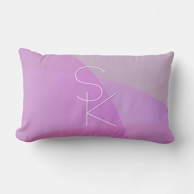 Your Overlapping Initials | Modern Pink Geometric Lumbar Cushion (Front)