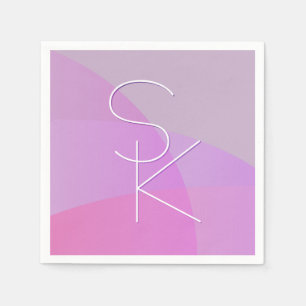 Your Overlapping Initials   Modern Pink Geometric Napkin