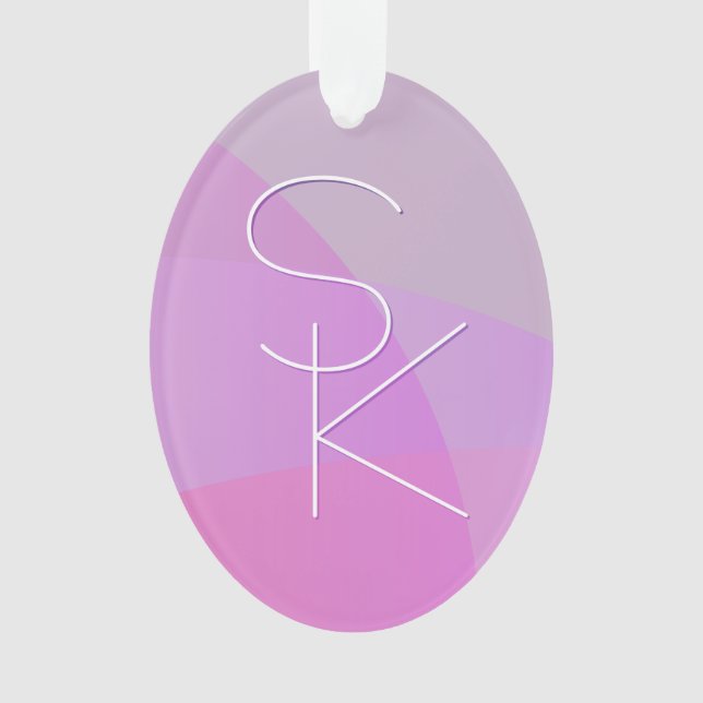 Your Overlapping Initials | Modern Pink Geometric Ornament (Front)