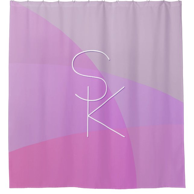 Your Overlapping Initials | Modern Pink Geometric Shower Curtain (Front)