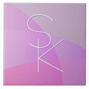 Your Overlapping Initials   Modern Pink Geometric Tile