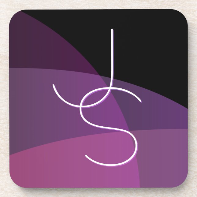 Your Overlapping Initials | Modern Purple & Pink Coaster (Front)