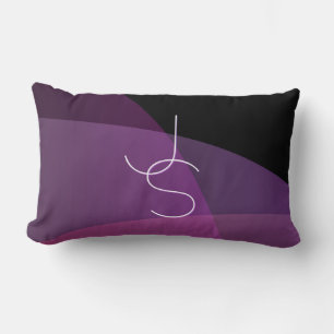 Your Overlapping Initials Modern Purple & Pink Lumbar Cushion