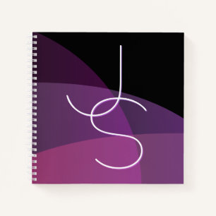 Your Overlapping Initials   Modern Purple & Pink Notebook