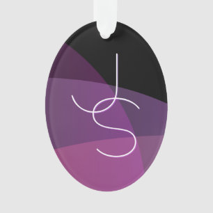 Your Overlapping Initials Modern Purple & Pink Ornament