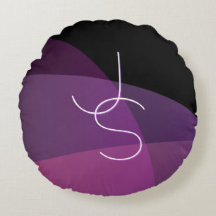 Your Overlapping Initials Modern Purple & Pink Round Cushion