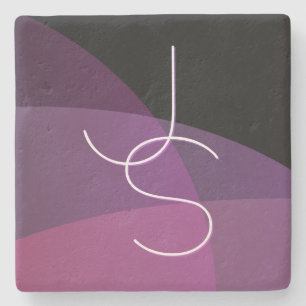 Your Overlapping Initials Modern Purple & Pink Stone Coaster