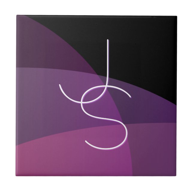 Your Overlapping Initials | Modern Purple & Pink Tile (Front)