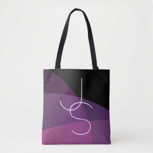 Your Overlapping Initials   Modern Purple & Pink Tote Bag