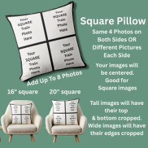 Your Own 8 EIGHT Photo(s) on Square Pillow