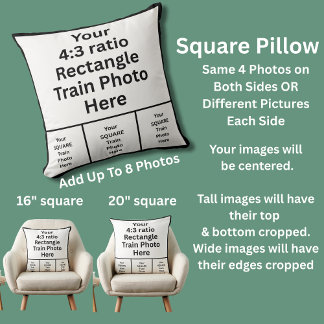 Your Own 8 EIGHT Photo(s) on Square Pillow