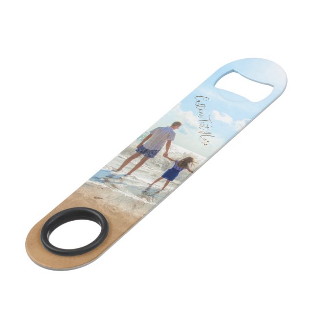 Your Own Design Photo Bar Key with Custom Text (Back Angled)